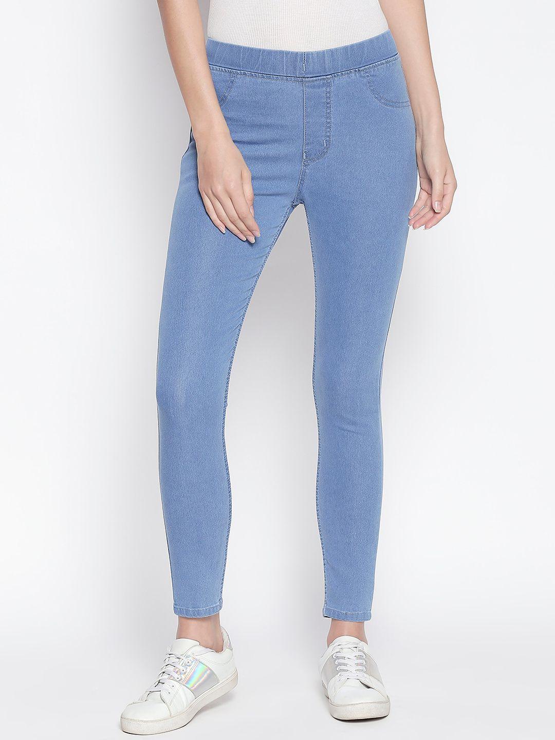 high-star-women-blue-solid-stretchable-treggings