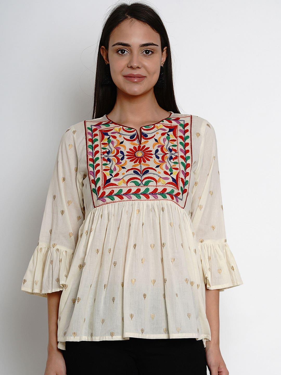 Bhama Couture Women Off-White Printed Top