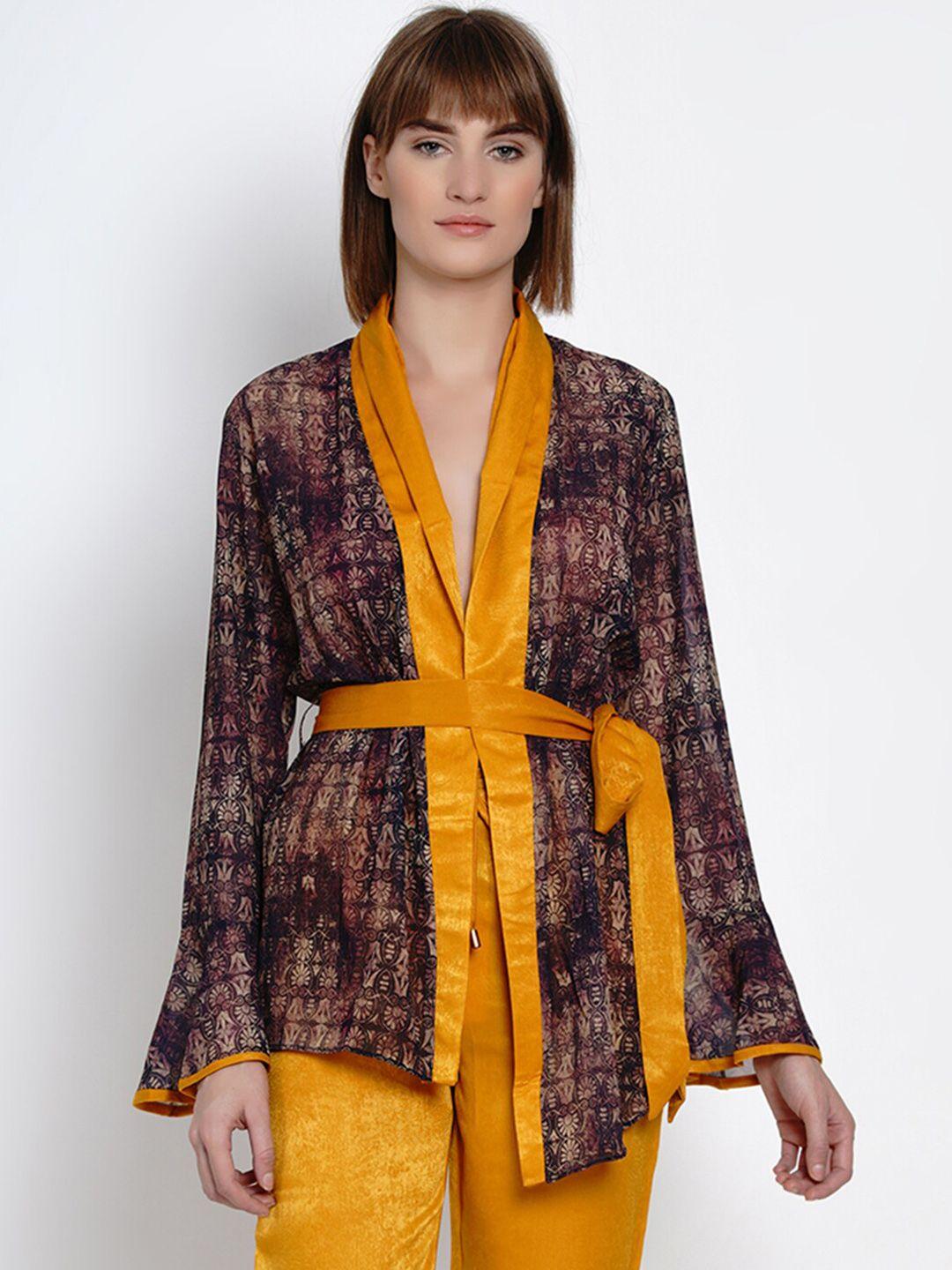 erotissch-women-burgundy-&-mustard-yellow-printed-mini-robe