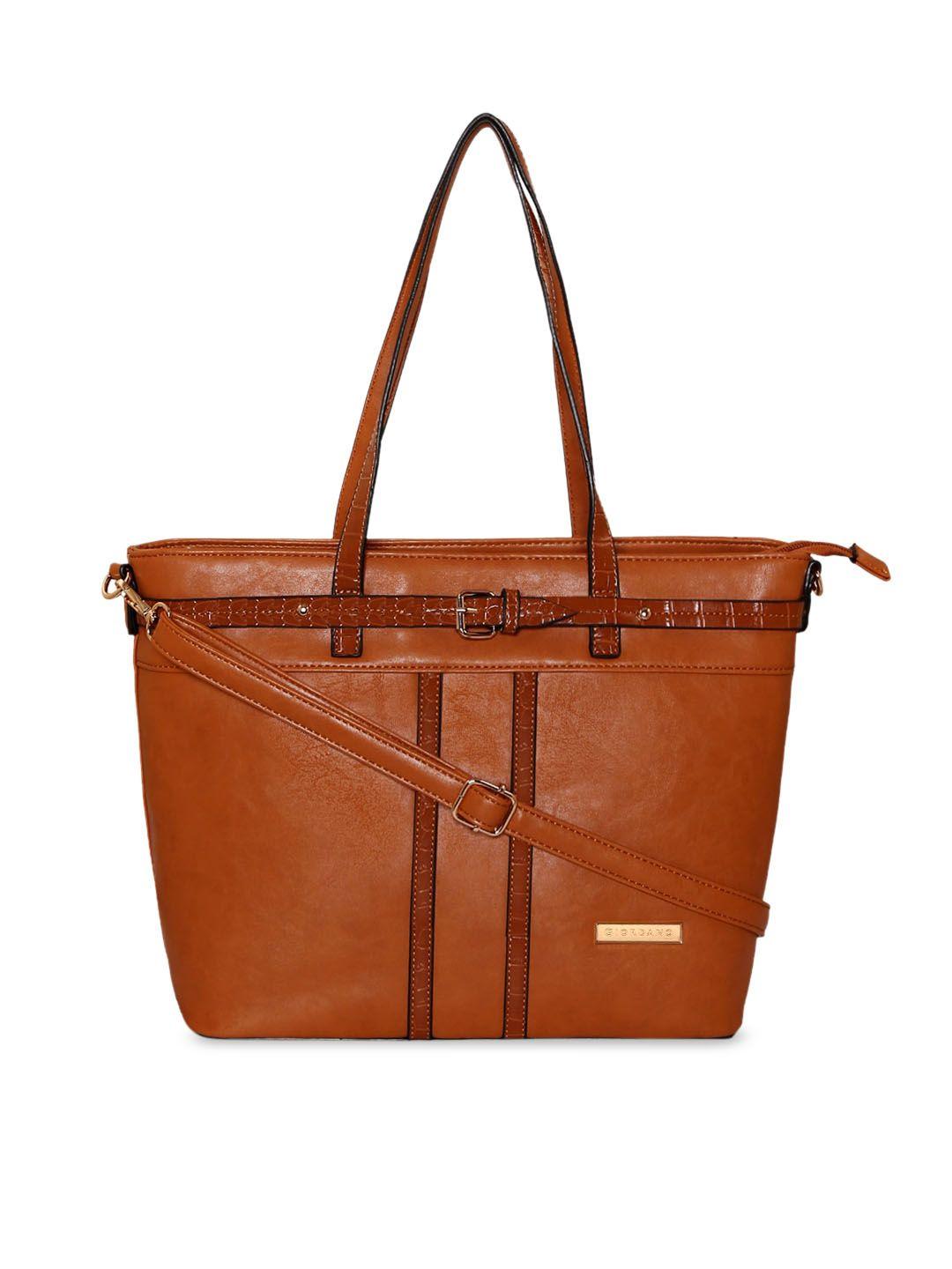 GIORDANO Brown Solid Tote Bag