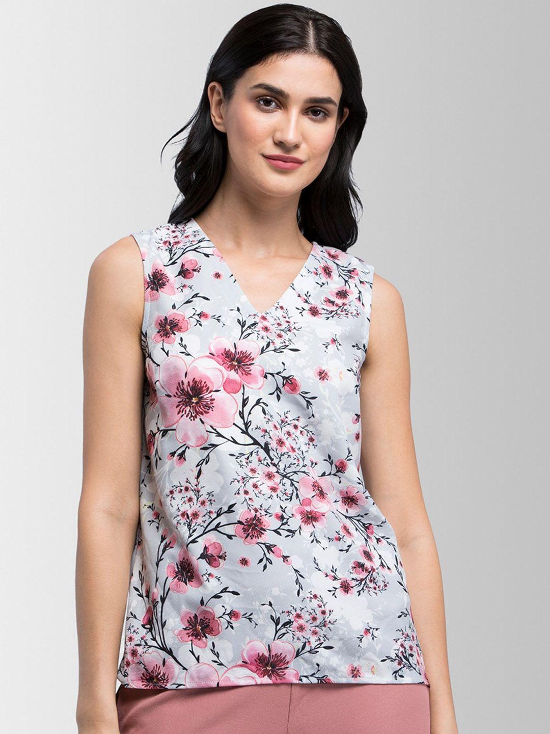 fablestreet-women-grey-floral-printed-top
