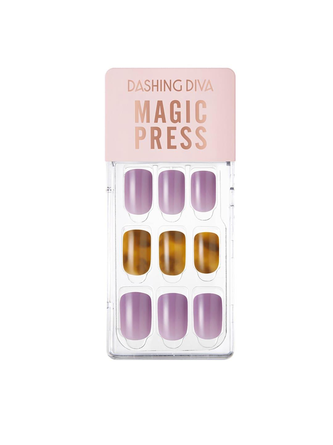 Dashing Diva Women Pink Magicpress Leopard Violet Artificial Nails