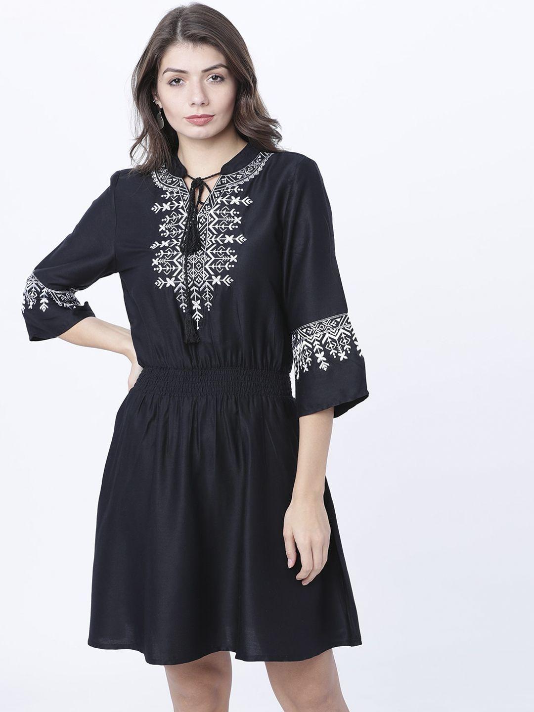 tokyo-talkies-women-black-solid-fit-and-flare-dress