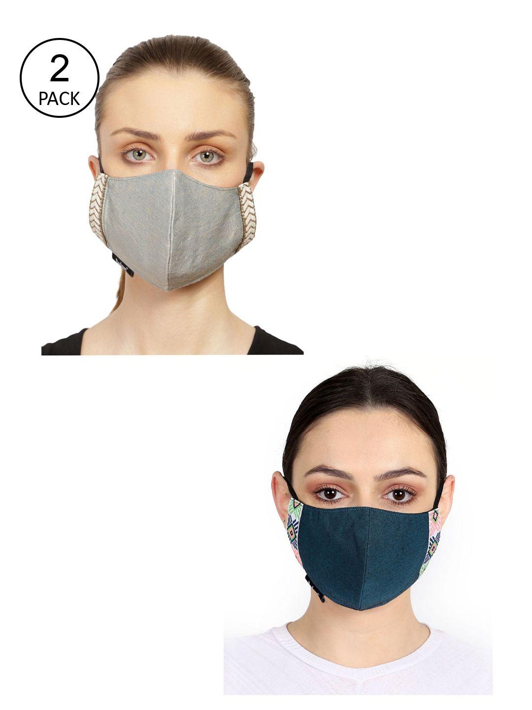 Anekaant Unisex Pack Of 2 Solid 3-Ply Outdoor Face Masks