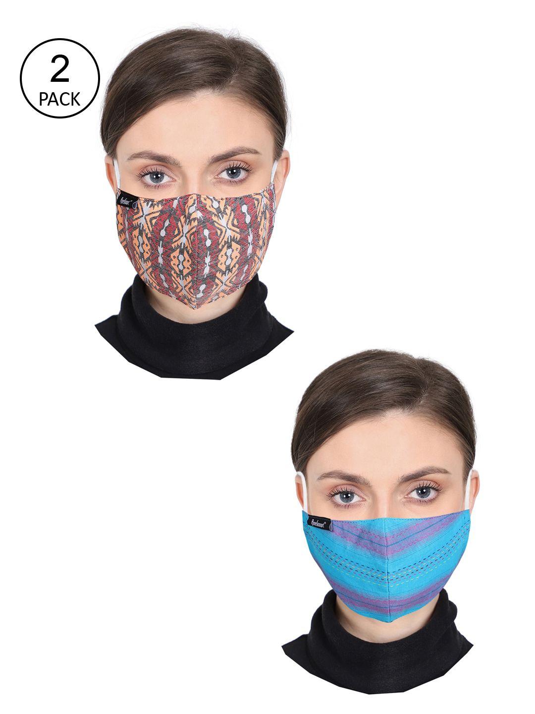 Anekaant Unisex Pack Of 2 Printed 3-Layer Outdoor Face Masks