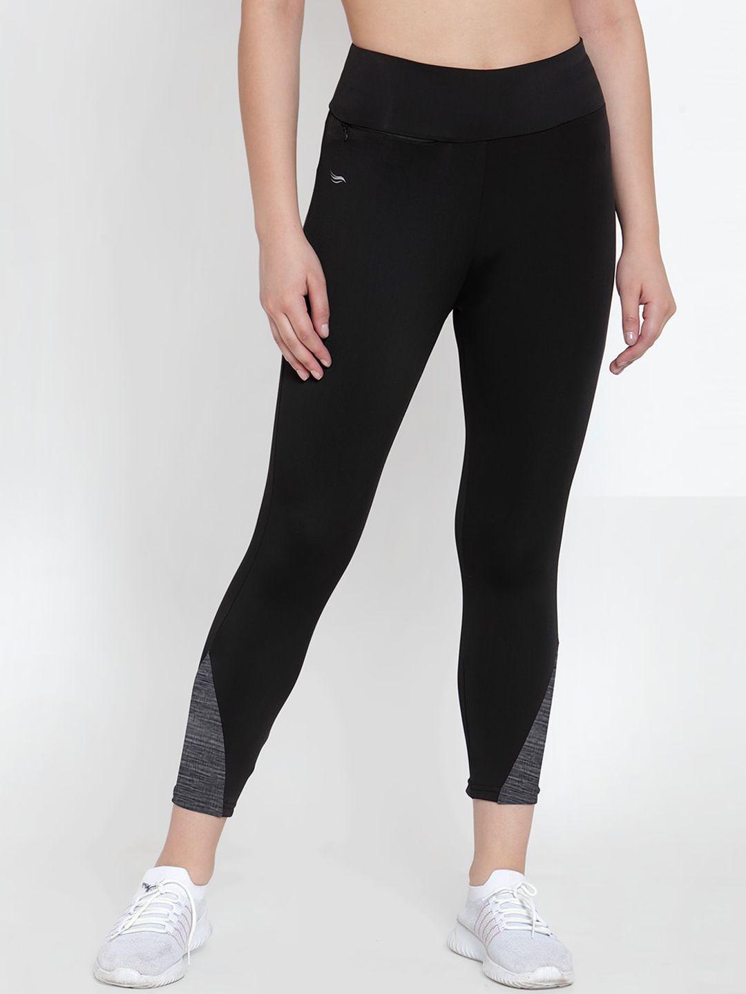 cukoo-women-black-colourblocked-comfort-fit-tights