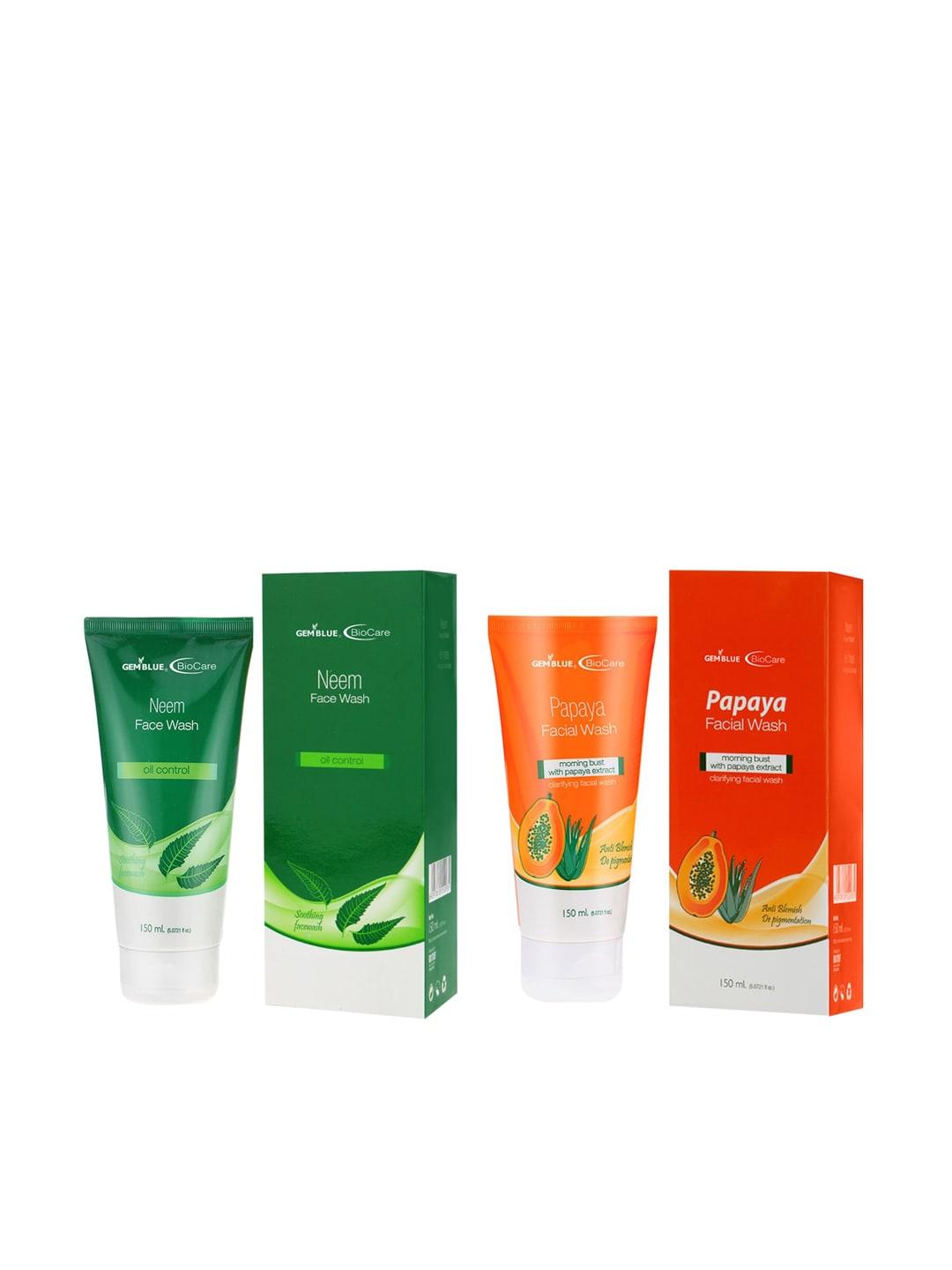 GEMBLUE BioCare Combo of 2 Neem Face Wash & Papaya Facial Wash - 150 ml each