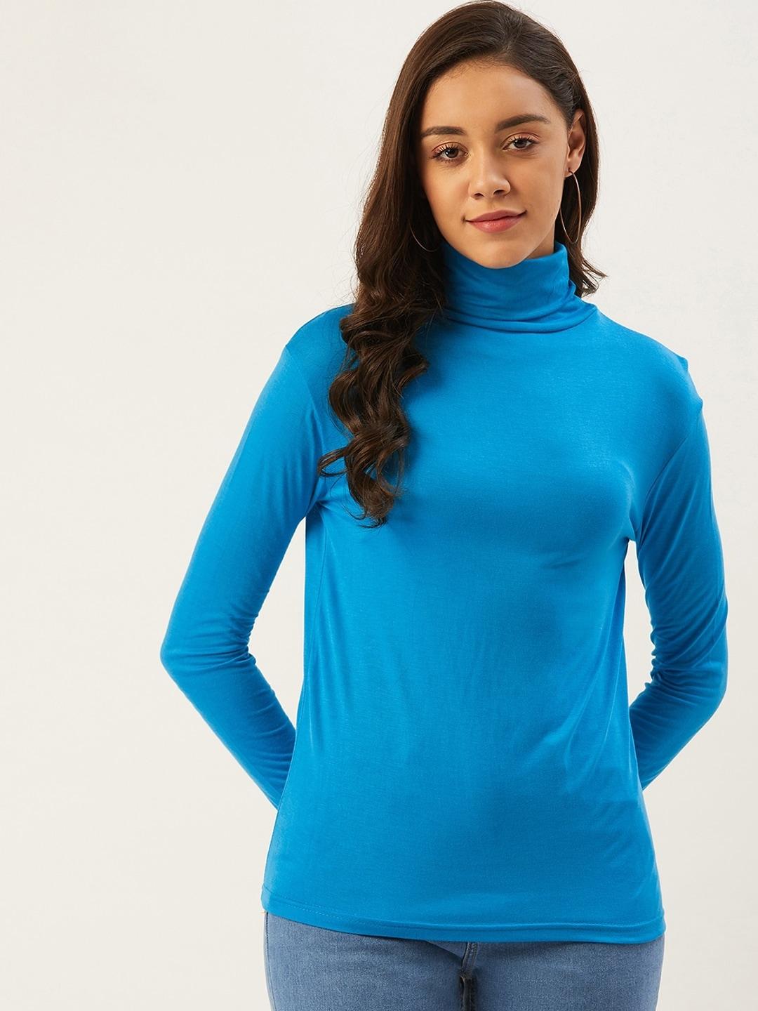 anvi-be-yourself-women-blue-solid-fitted-top
