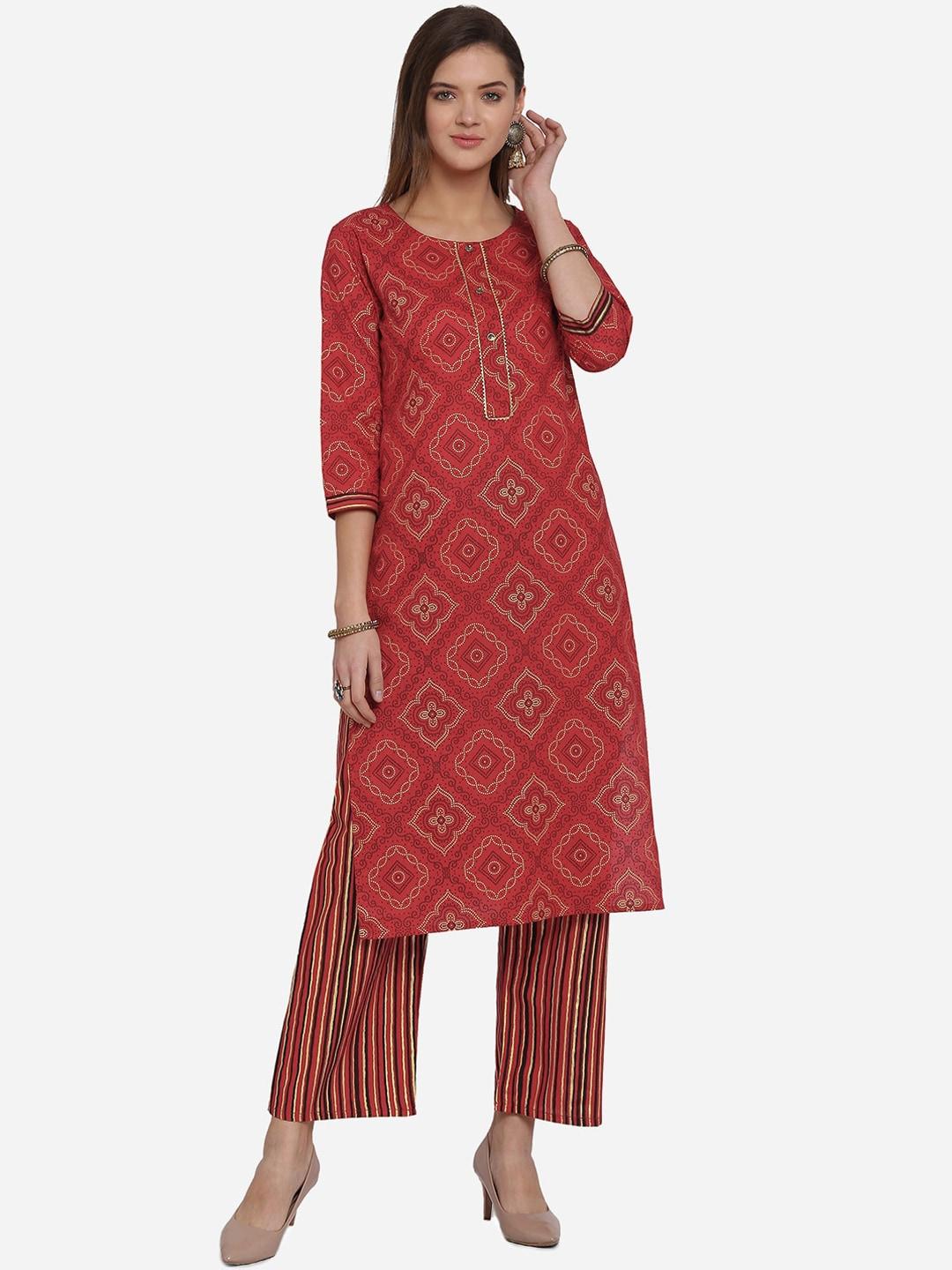 mirchi-fashion-women-red-printed-kurta-with-palazzos