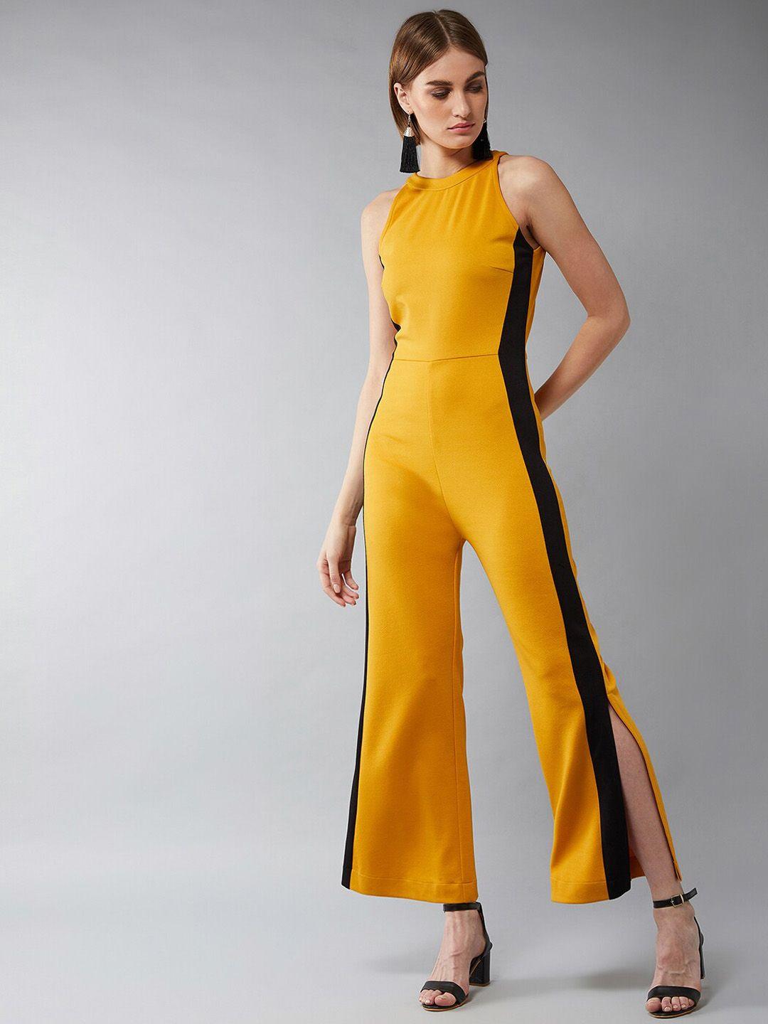 dolce-crudo-women-yellow-&-black-solid-basic-jumpsuit