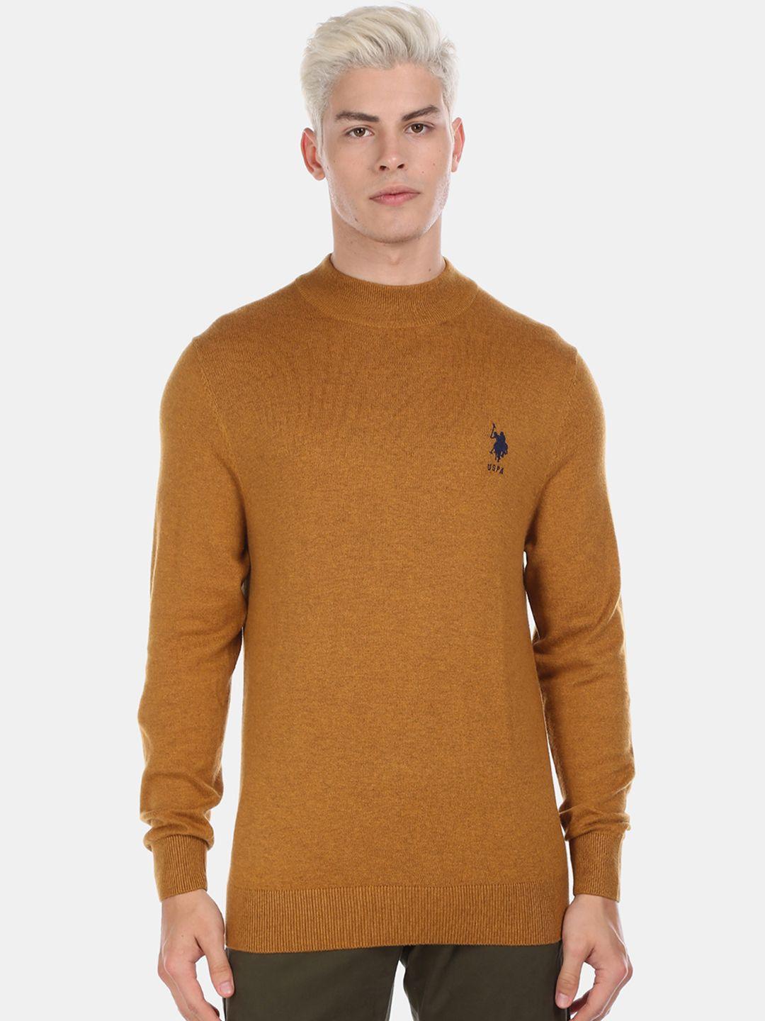u.s.-polo-assn.-men-mustard-brown-solid-pullover-sweater