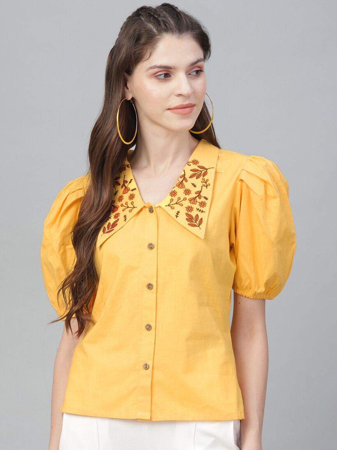 athena-women-yellow-puff-sleeves-shirt-style-top