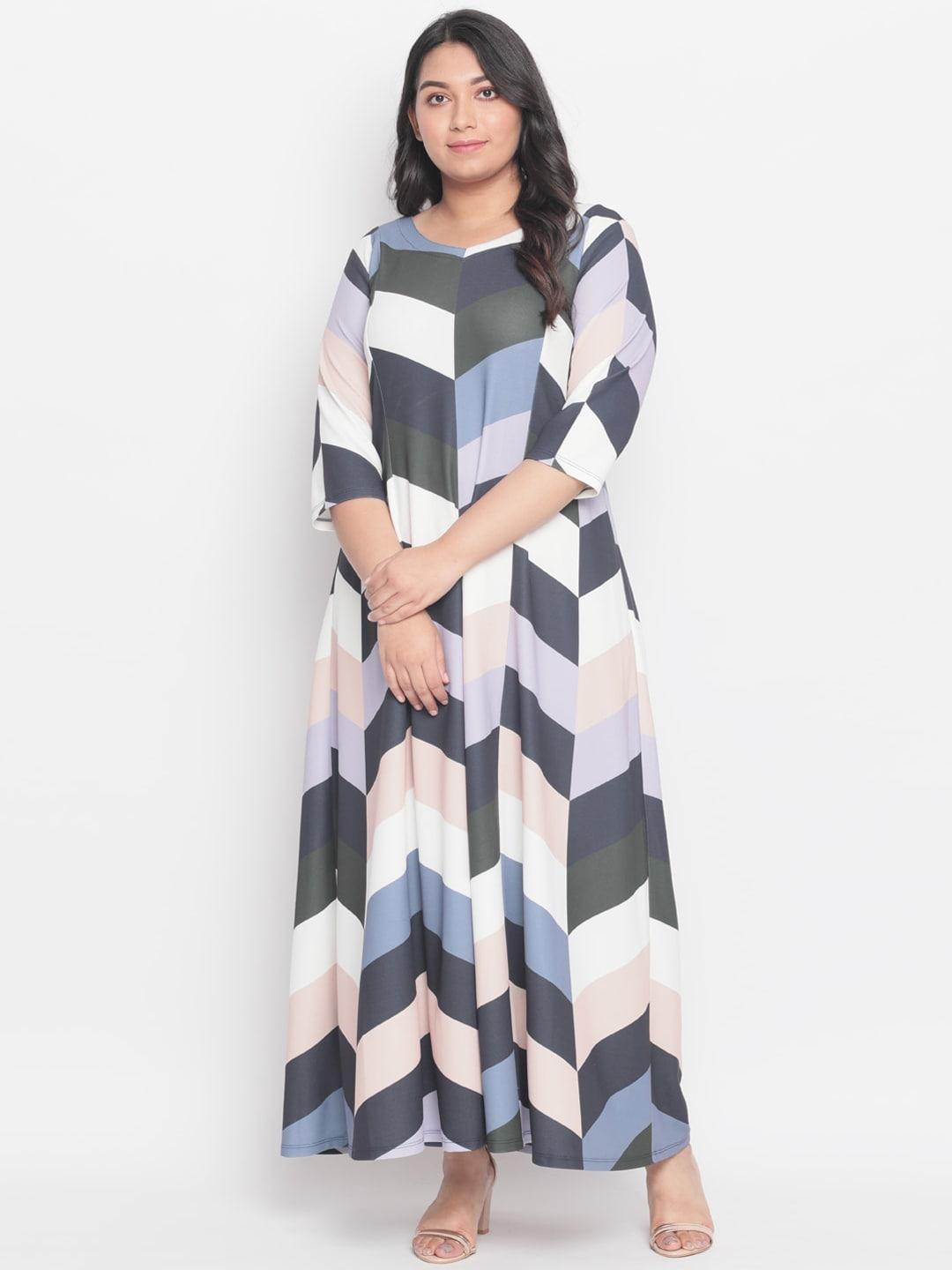Amydus Women Plus Size Blue & Grey Colourblocked Maxi Dress