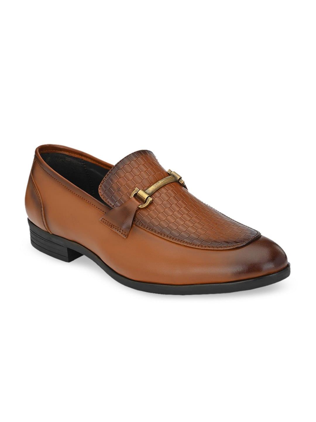 San Frissco Men Tan Brown Textured Formal Loafers