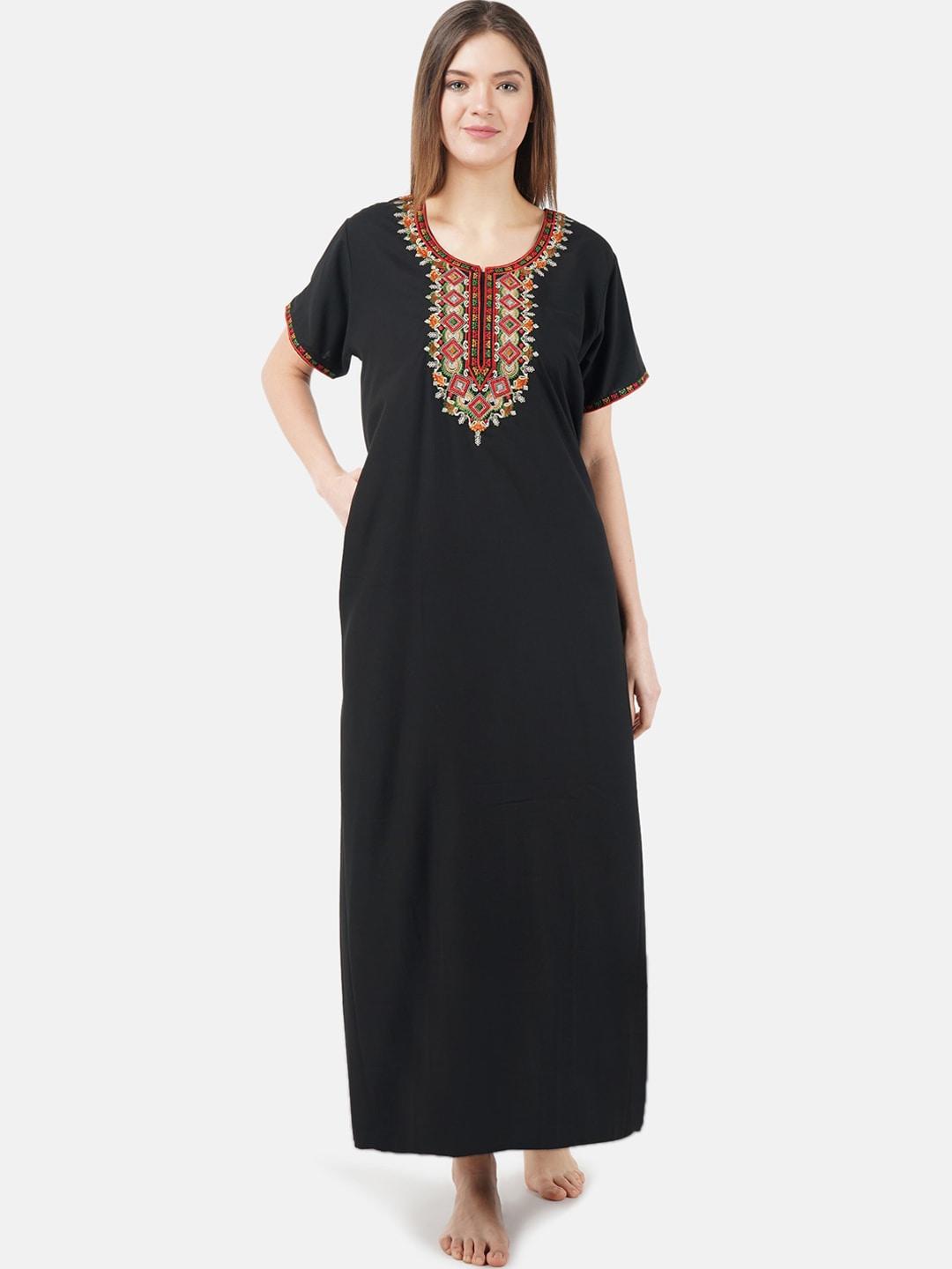 koi-sleepwear-black-embroidered-nightdress