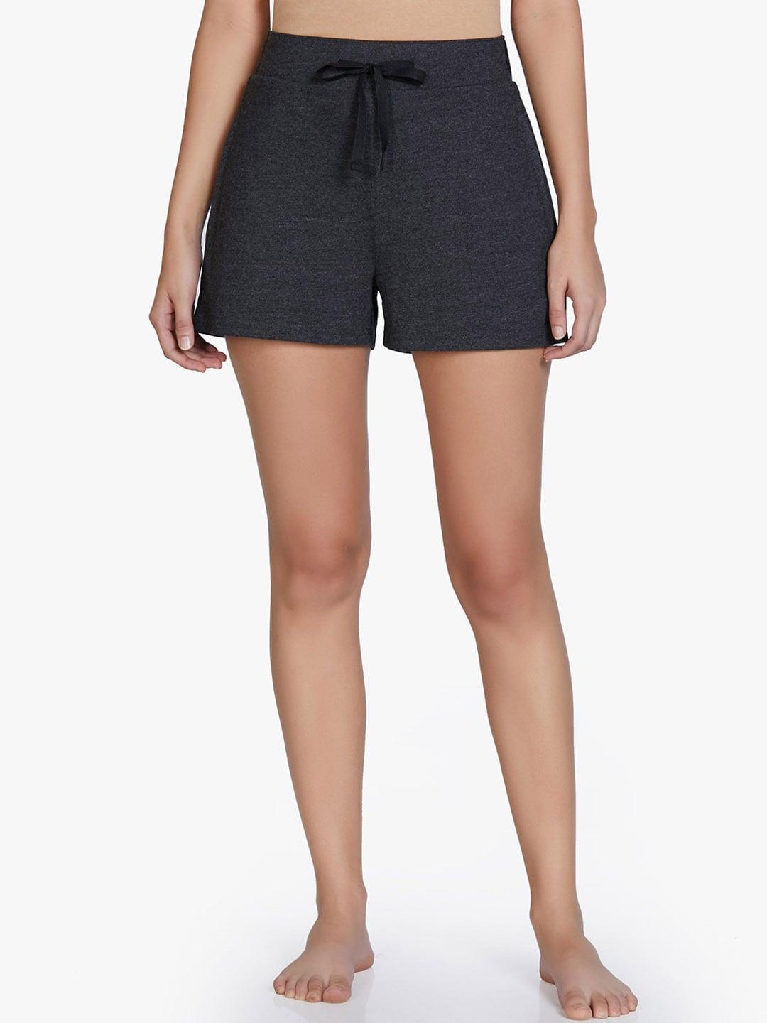 Amante Women Charcoal Grey Solid Lounge Shorts