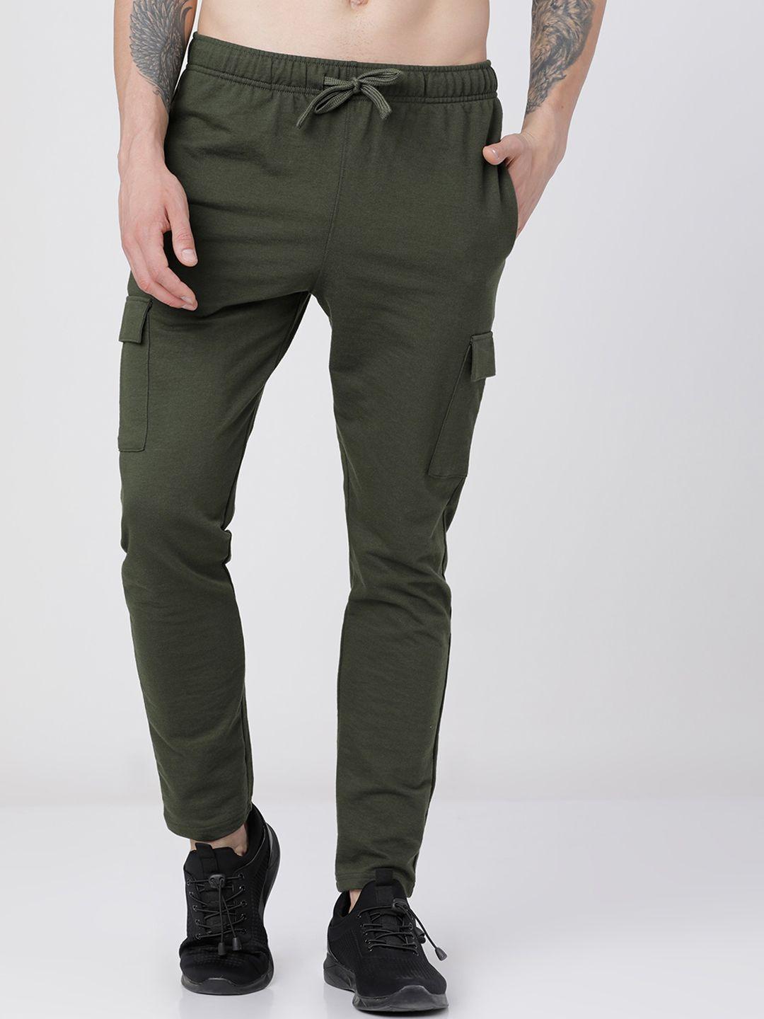 highlander-men-olive-green-solid-slim-fit-track-pants