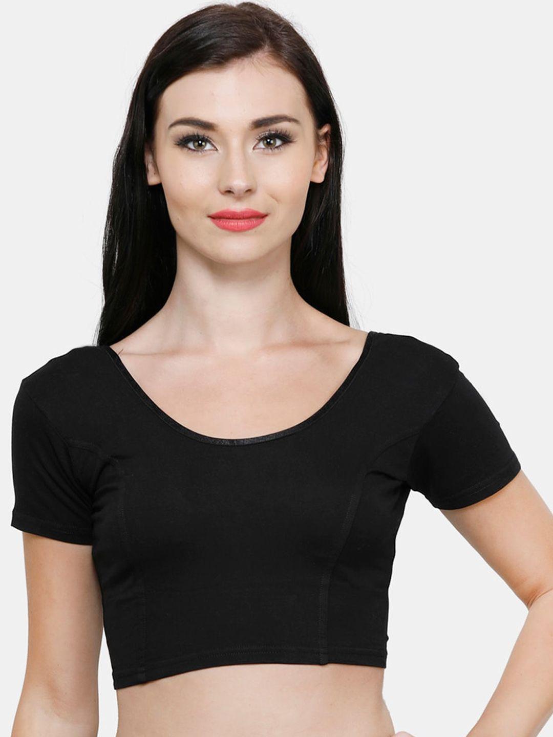 vami-women-black-solid-stretchable-saree-blouse