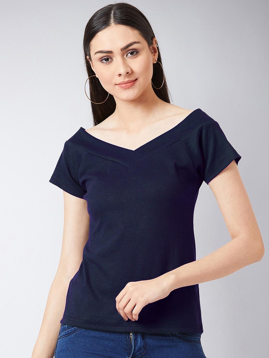 miss-chase-navy-blue-pure-cotton-fitted-top