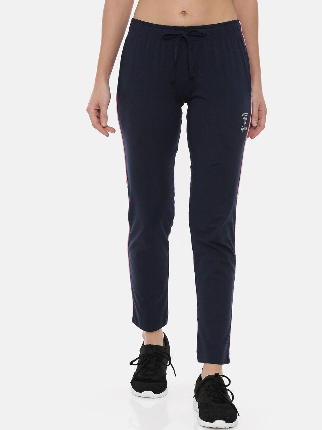 3PIN Women Navy Blue Solid Slim-Fit Track Pants