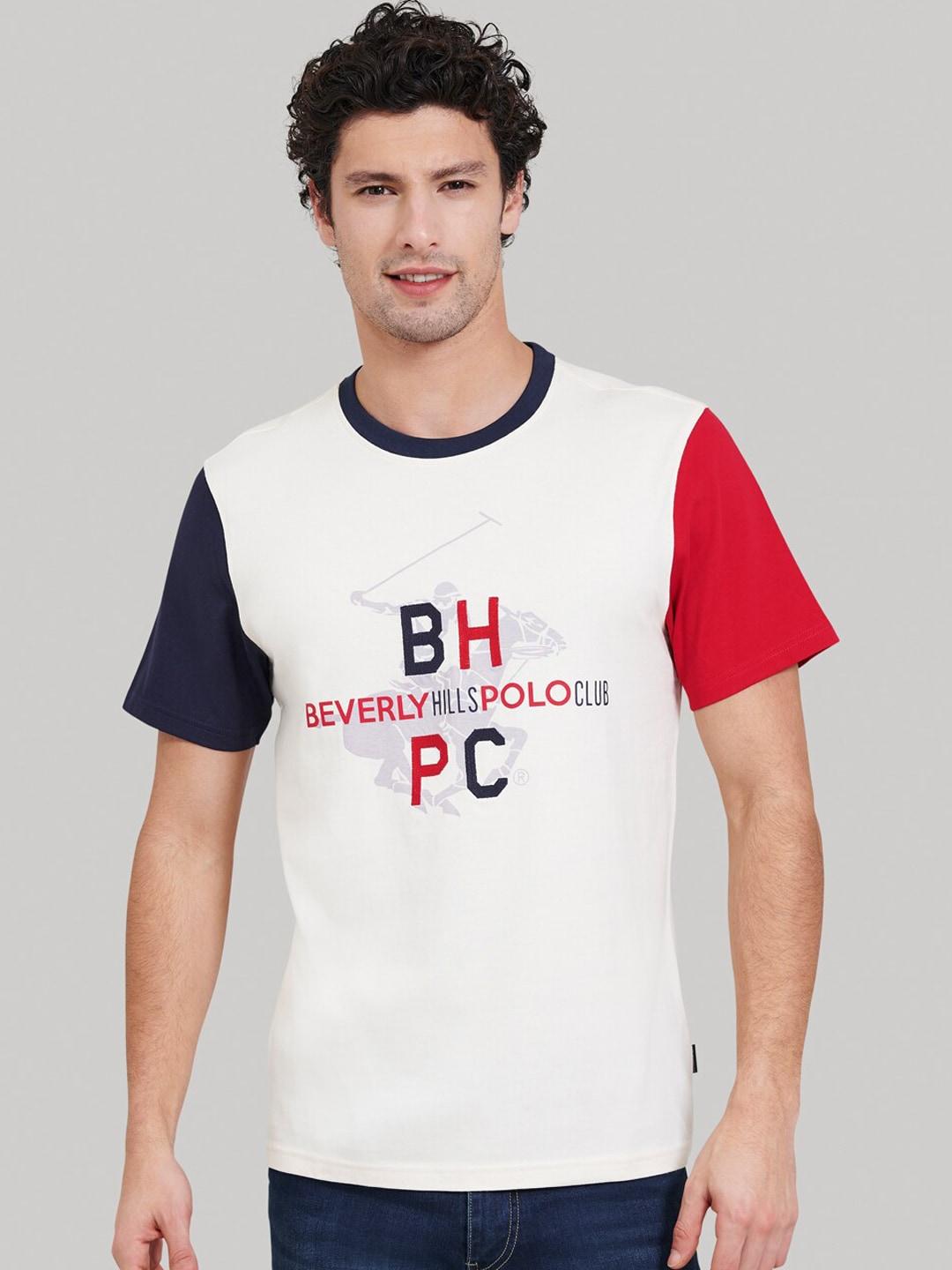 Beverly Hills Polo Club Men Off-White Printed Round Neck T-shirt