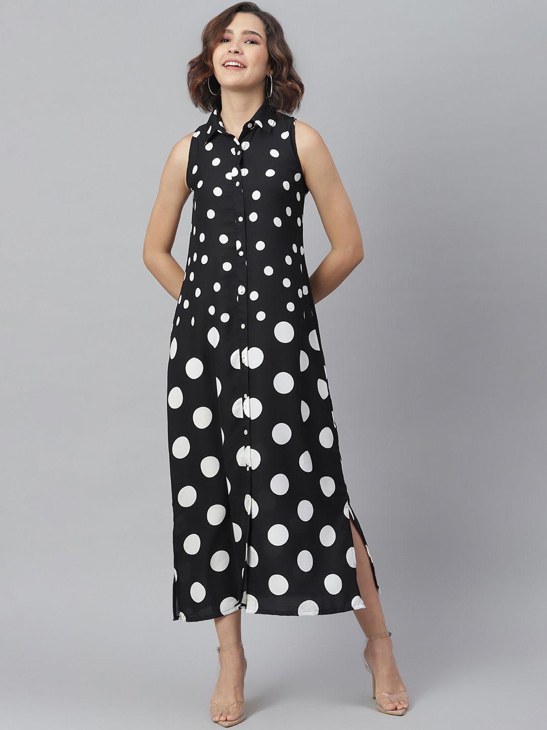 stylestone-women-black-&-white-polka-dot-printed-maxi-dress