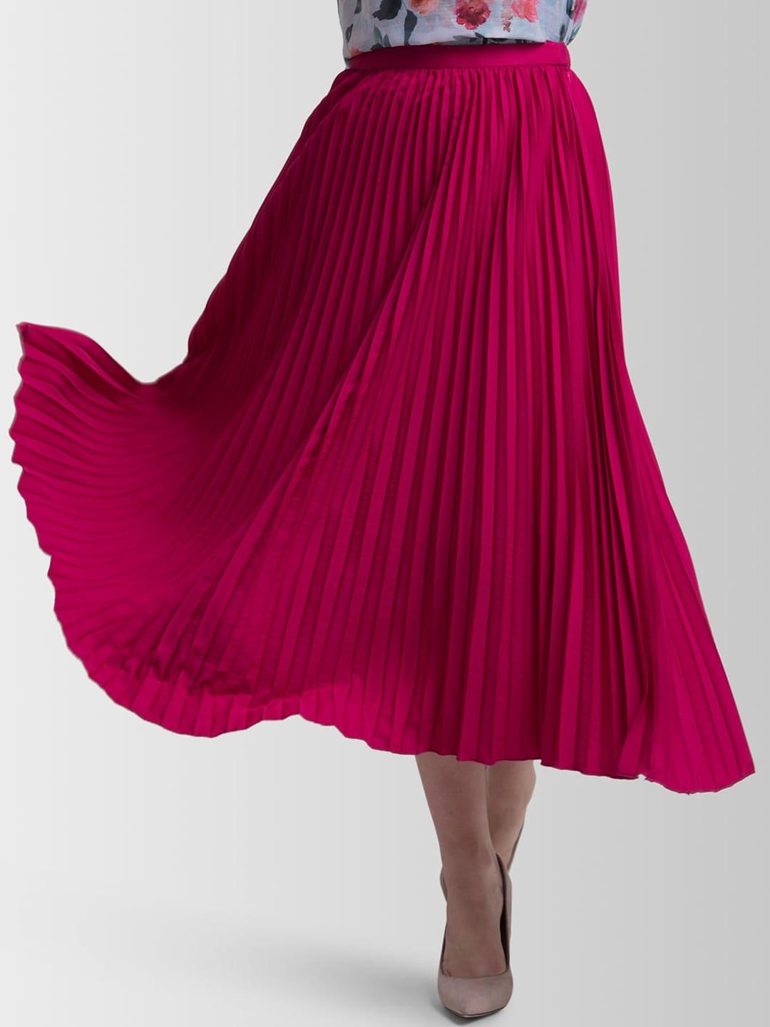 fablestreet-fuchsia-pink-accordian-pleated-flared-skirt