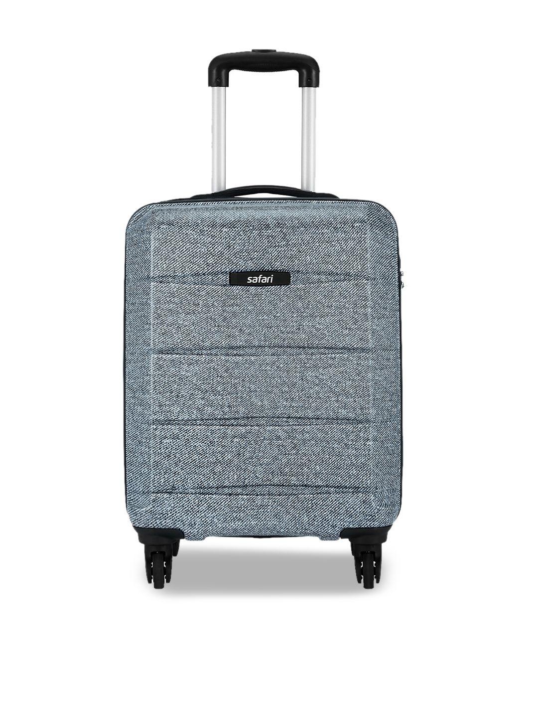 Safari Unisex Blue Printed Anti-Scratch Hard-Sided Cabin Trolley Suitcase