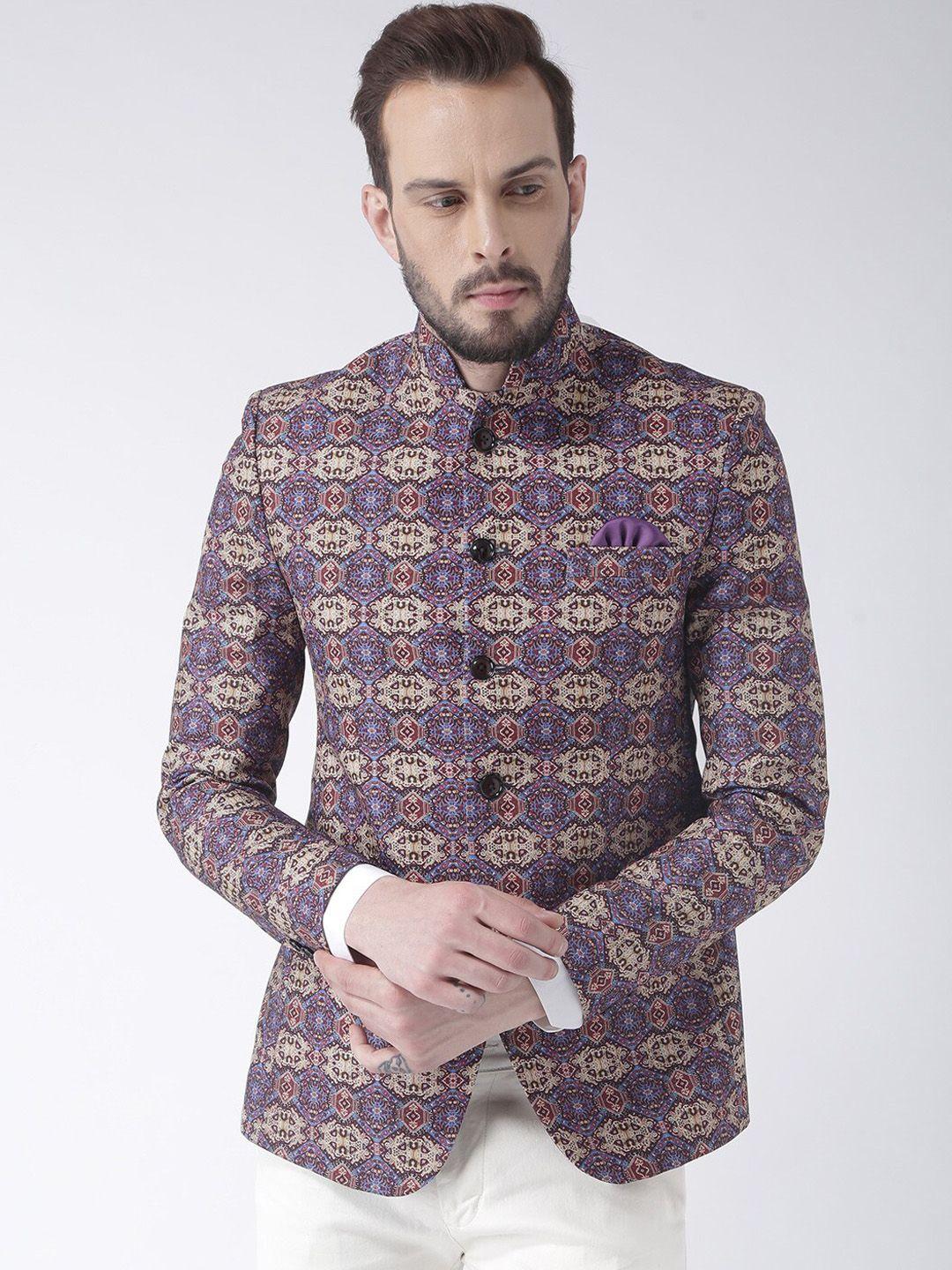 hangup-men-purple-&-maroon-printed-bandhgala-blazer