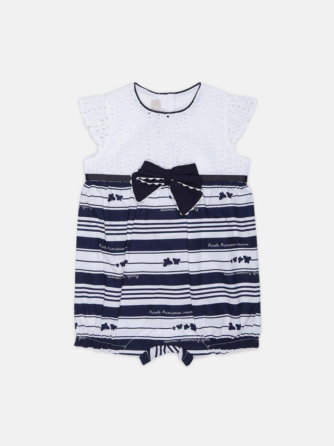 Chicco Infant Girls Navy Blue & White Striped Romper
