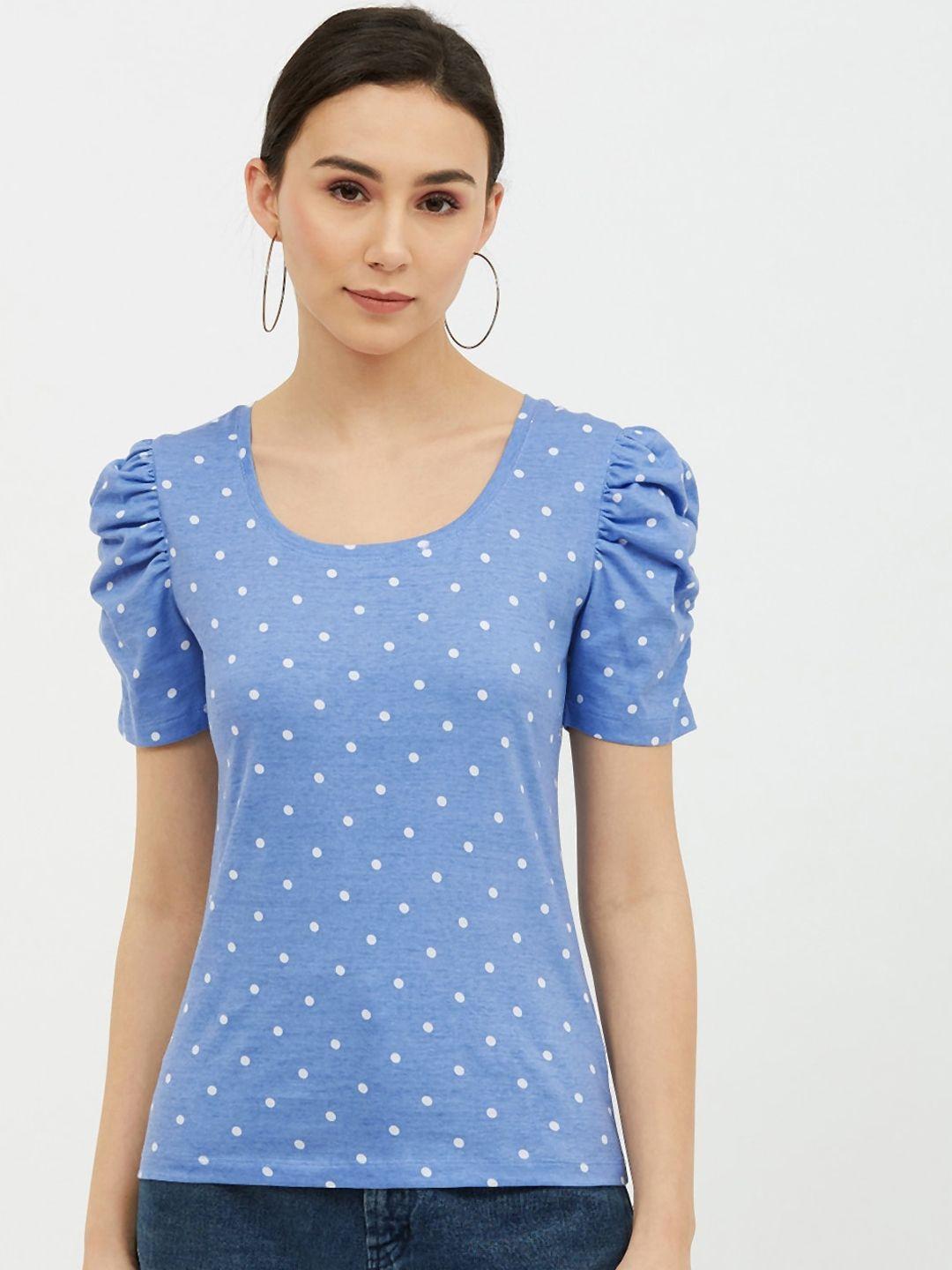 harpa-women-blue-polka-dots-printed-scoop-neck-t-shirt