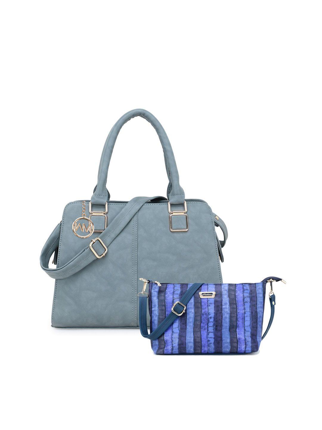 women-marks-blue-&-grey-solid-handheld-bag