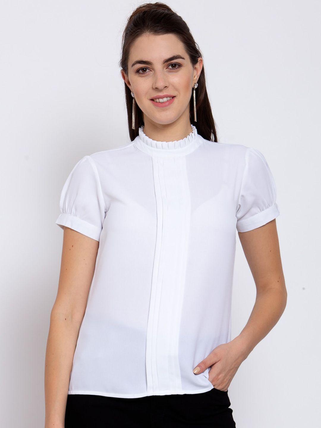 style-quotient-white-puff-sleeves-crepe-regular-top