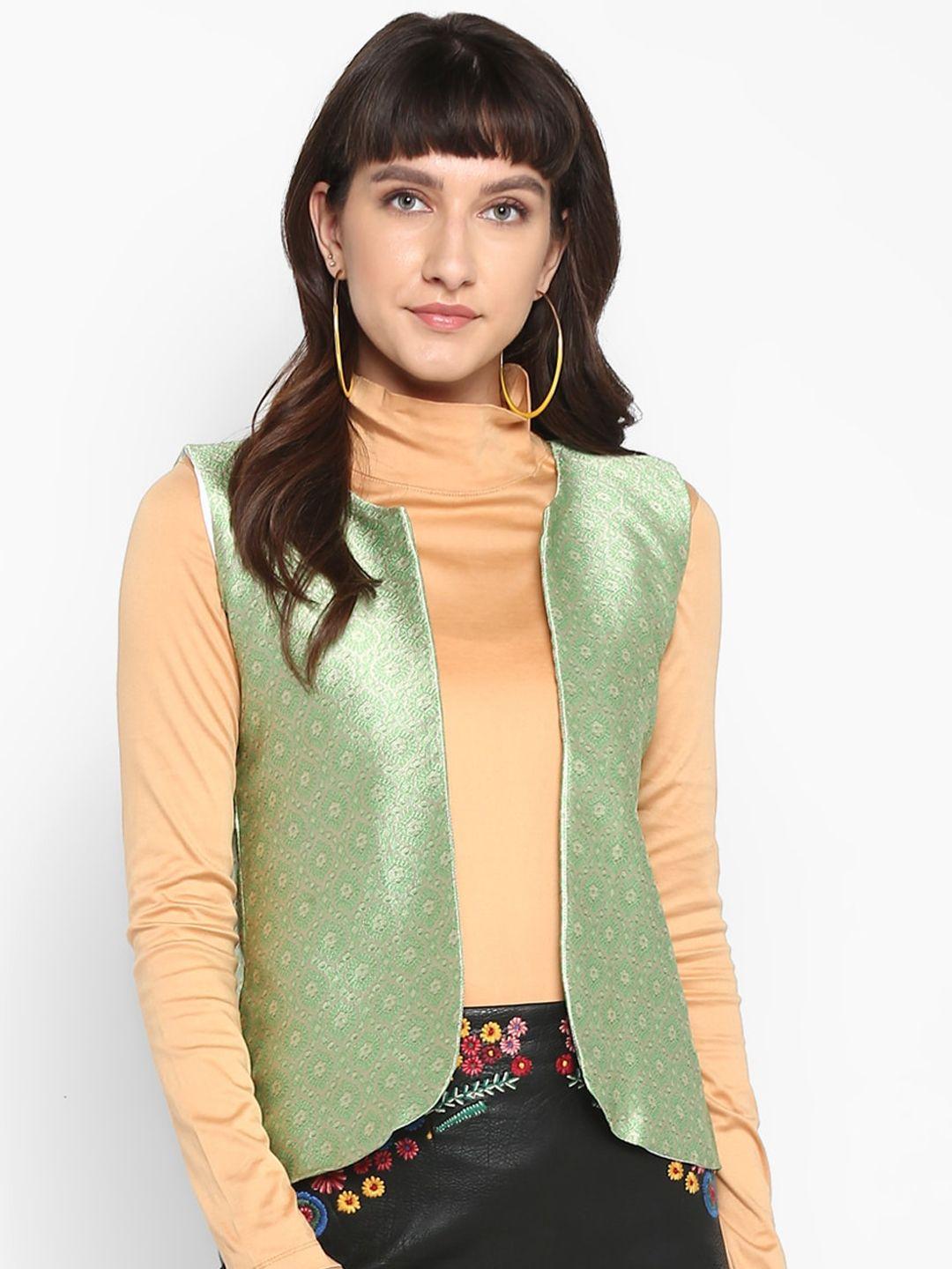 hangup-women-green-self-design-lightweight-tailored-jacket