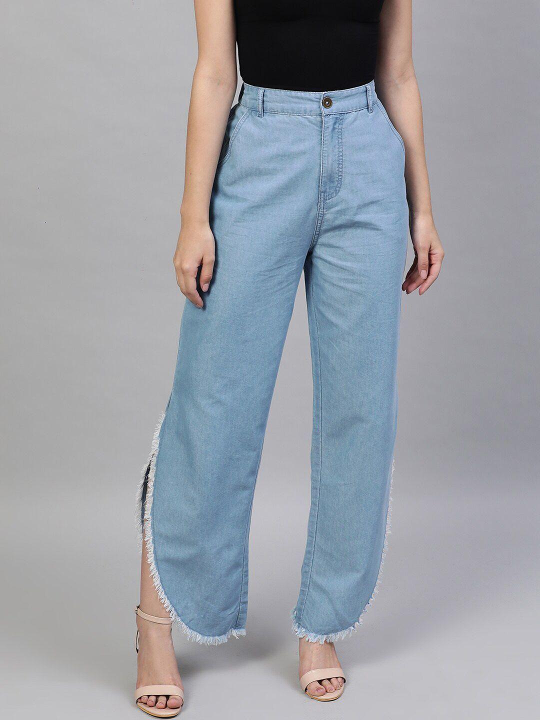 street-9-women-blue-tapered-fit-solid-joggers