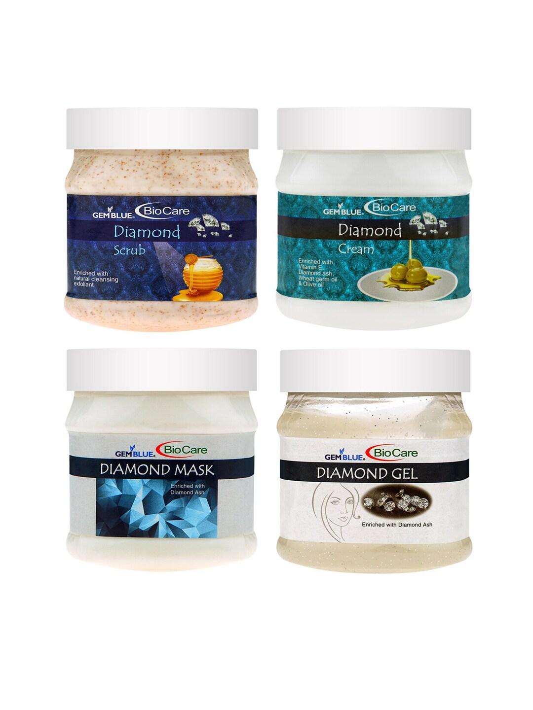GEMBLUE BioCare Pack of 4 Diamond Scrub - Peel Off Mask - Cream & Gel - 500 ml each