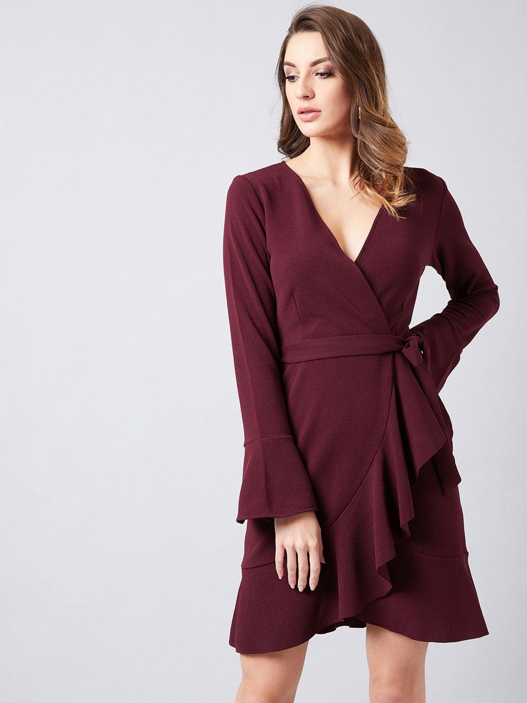 athena-burgundy-v-neck-wrap-dress