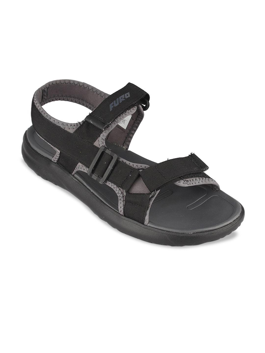 FURO by Red Chief Men Black & Grey Solid Sports Sandals