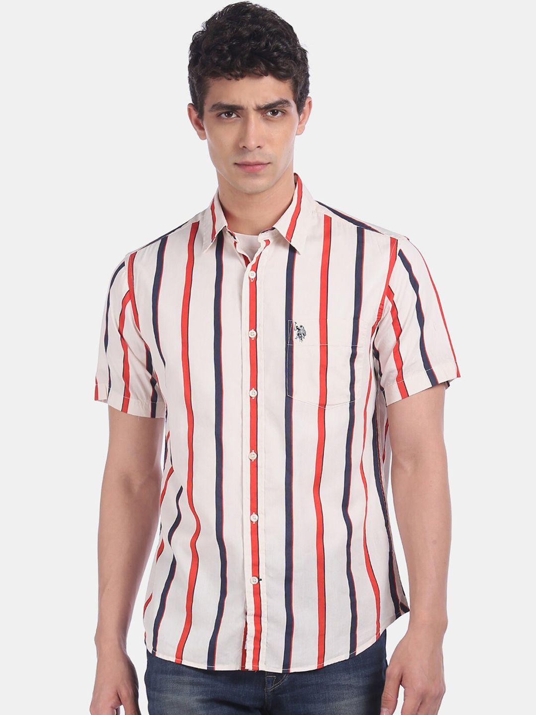 u.s.-polo-assn.-men-off-white-&-red-regular-fit-striped-casual-shirt