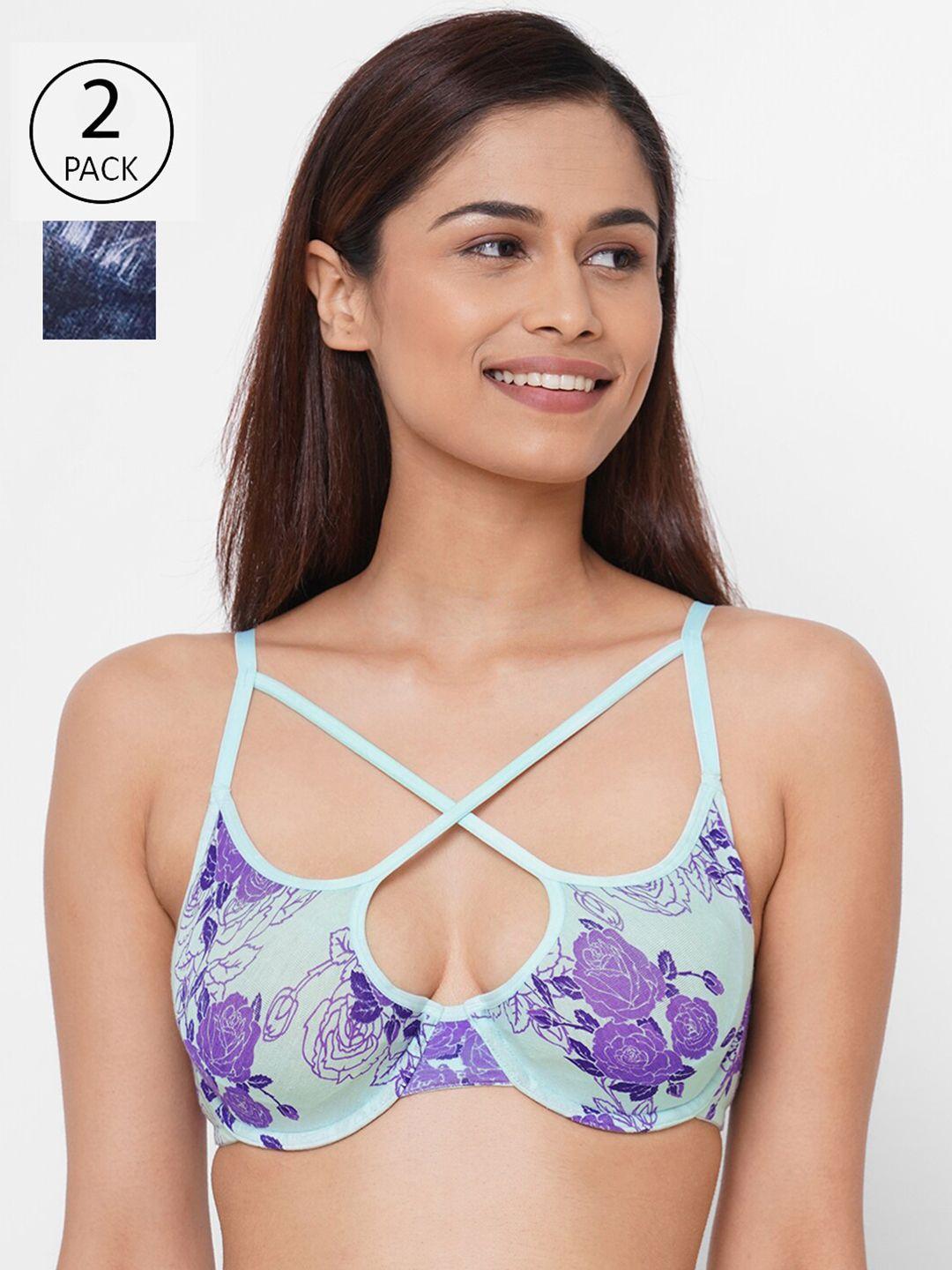 Inner Sense Set Of 2 Blue Underwired Lightly Padded Organic Cotton Everyday Sustainable Bras ISB052_53
