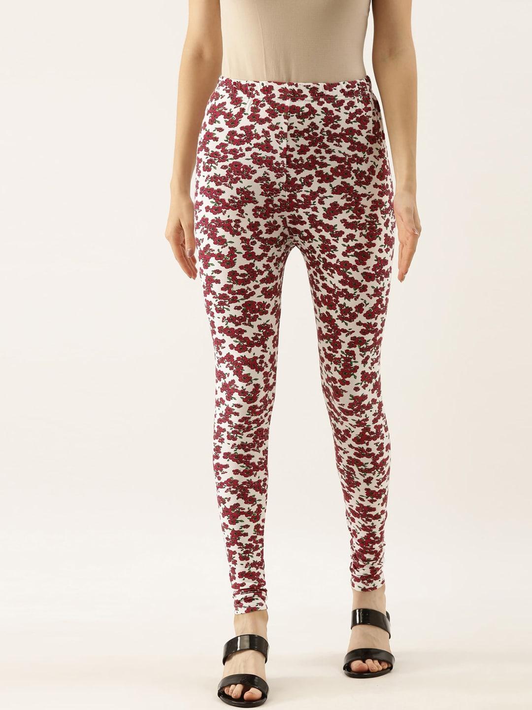 souchii-women-white-&-red-printed-slim-fit-ankle-length-leggings