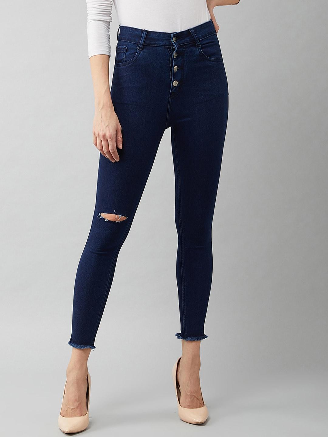 dolce-crudo-women-navy-blue-skinny-fit-high-rise-slash-knee-stretchable-jeans