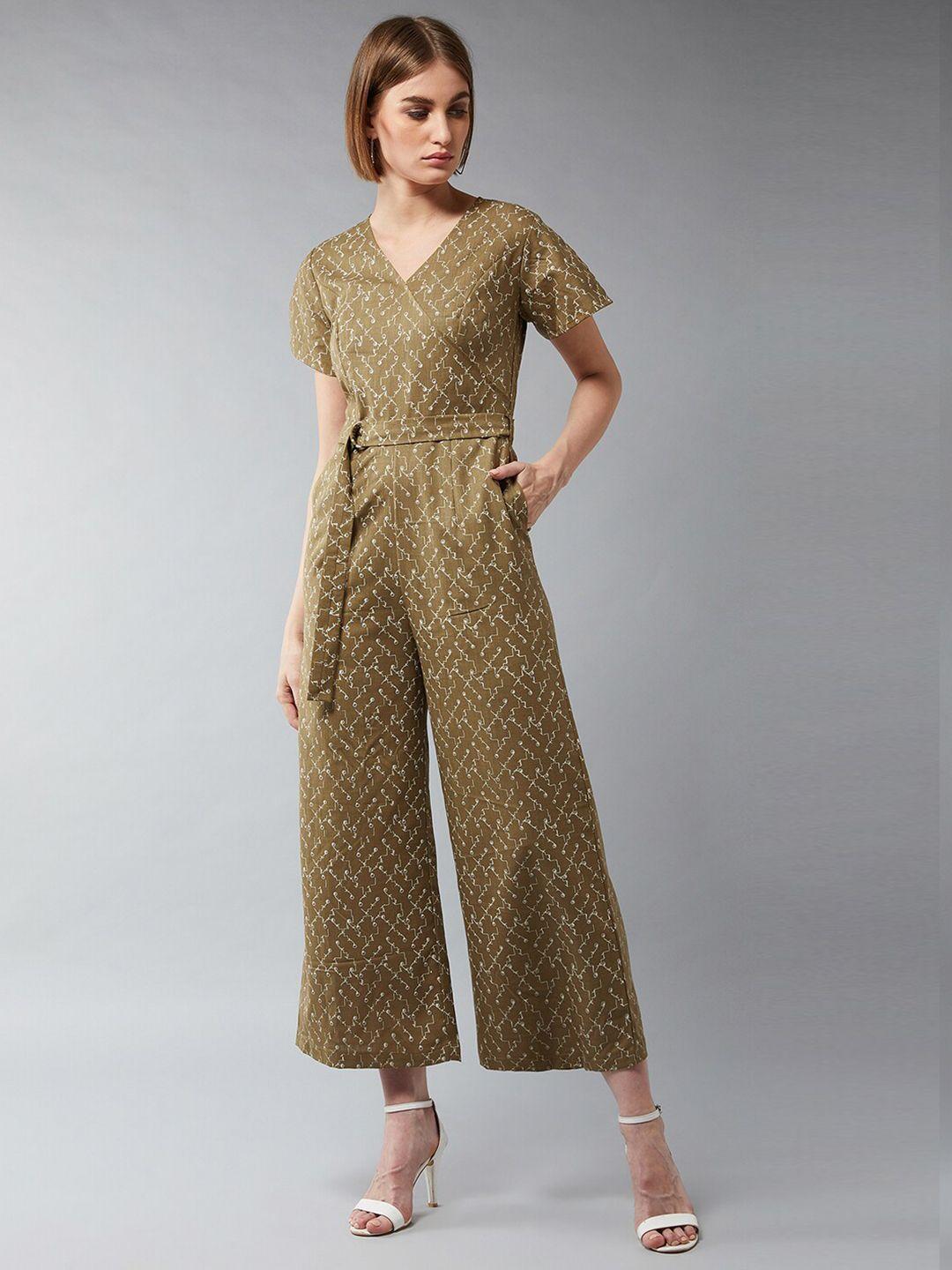 dolce-crudo-women-olive-green-&-white-printed-belted-jumpsuit