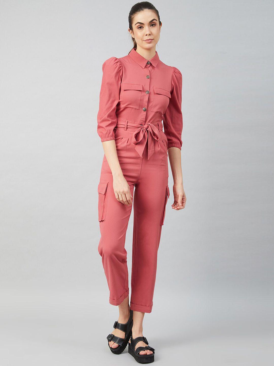 athena-women-pink-solid-tie-up-basic-jumpsuit