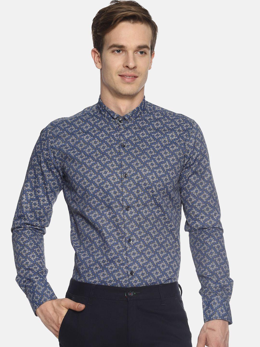 couper-&-coll-men-blue-printed-casual-shirt