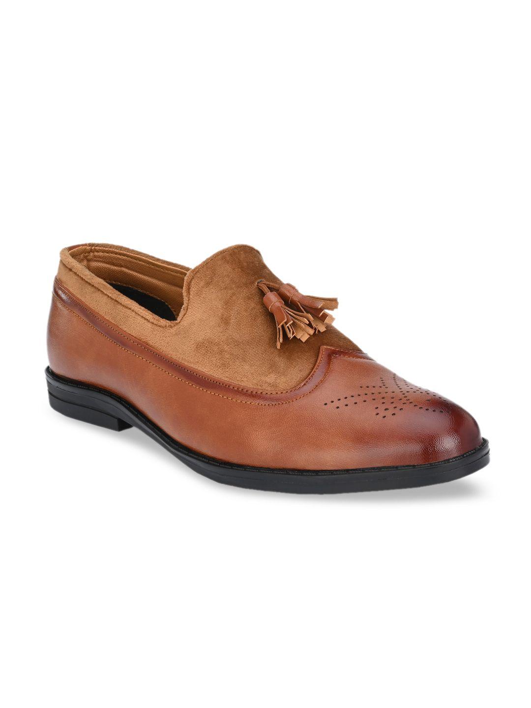 mr.wonker Men Brown Textured Formal Loafers