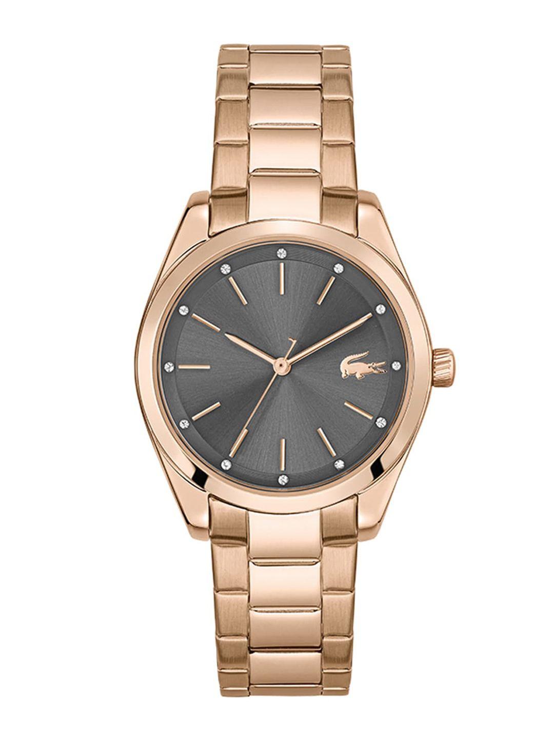 Lacoste Women Grey Brass Dial & Rose Gold Toned Stainless Straps Analogue Watch 2001177
