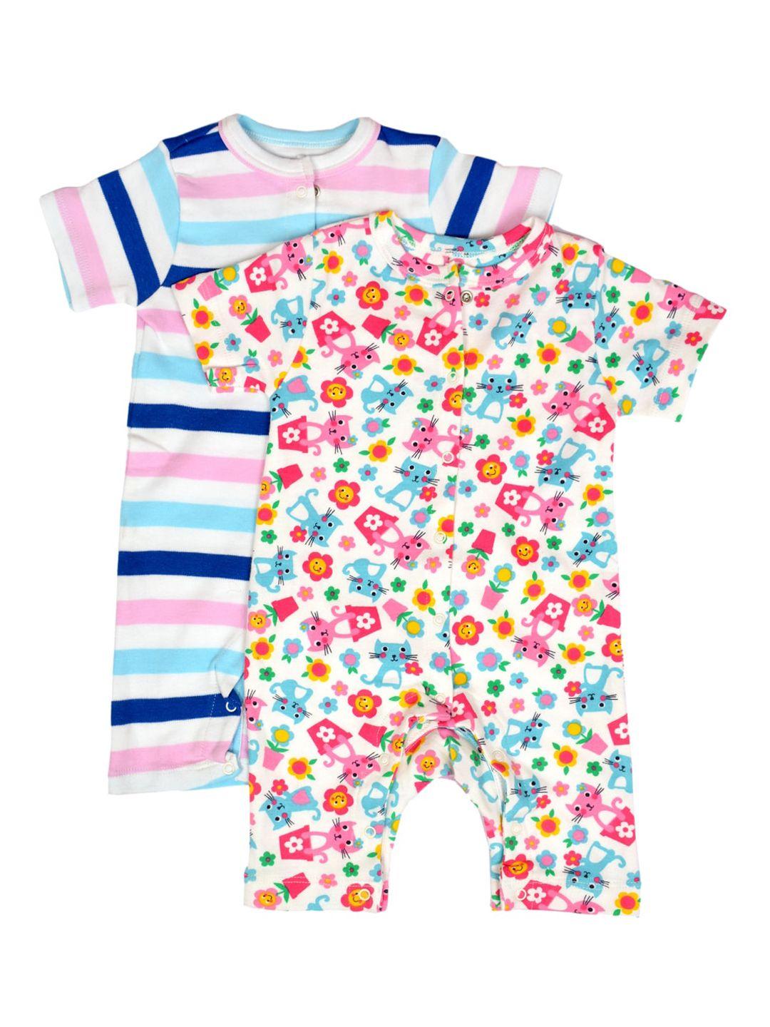 candy cot Infant Kids Pack Of 2 Multicoloured Printed Organic Cotton Rompers
