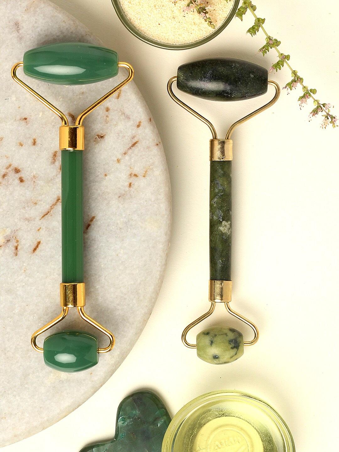 SKINDUZED Set of 2 Green Face Jade Rollers