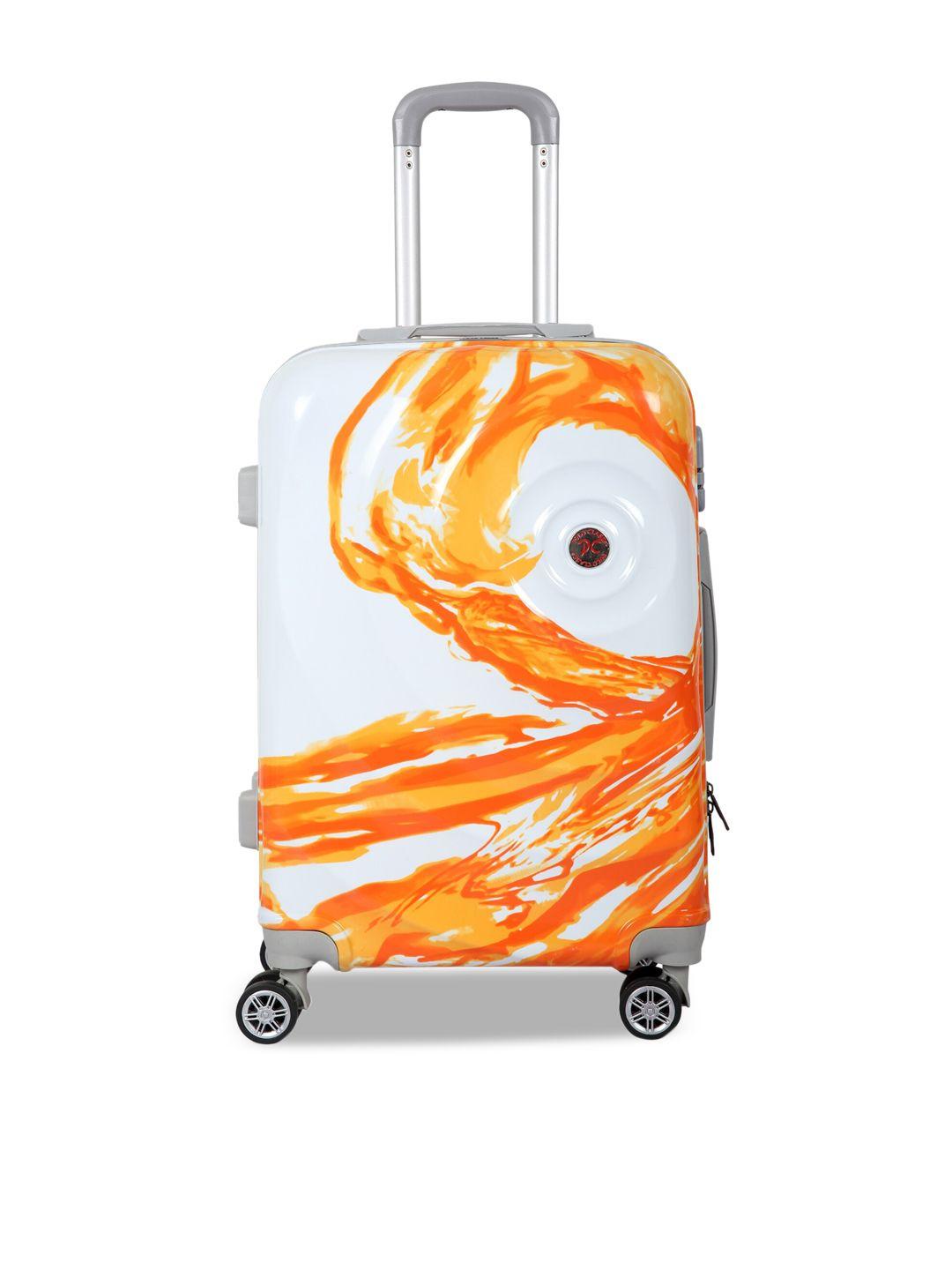 Polo Class Unisex Orange Printed Hard-Sided Cabin Trolley Suitcase